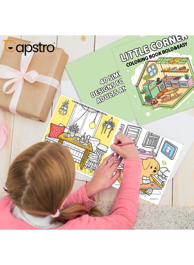 Capstro Bold & Easy Coloring Book for Kids – Cute, Simple Designs for Relaxing Creative Play | Large Illustration Art Book for Children – Cozy Home Corner Theme - Image 2